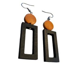 Wood Earring Rectangle dangle